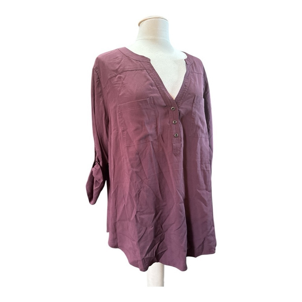 Torrid Walnut Rayon Twill Tunic Shirt blouse. - Picture 3 of 6